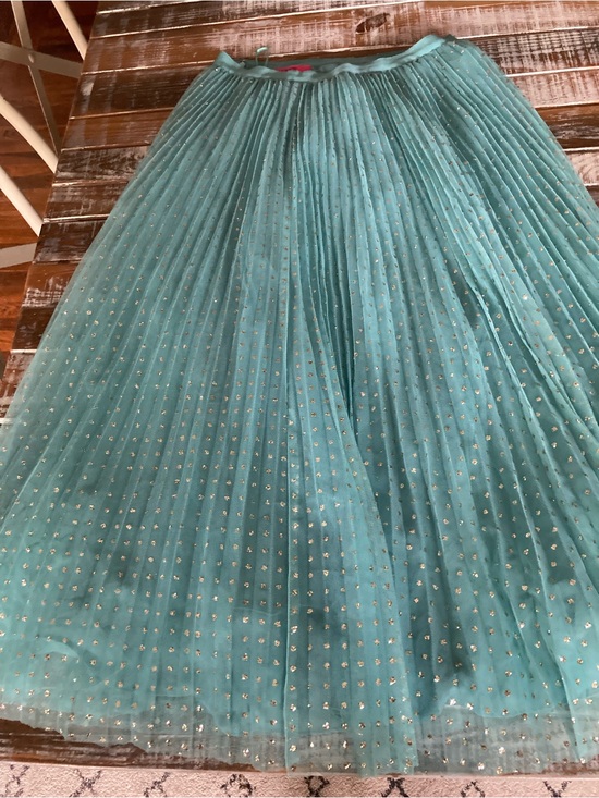 J. Crew Dresses & Skirts - J. Crew Teal Pleated Tulle Skirt with Gold Metallic Dots